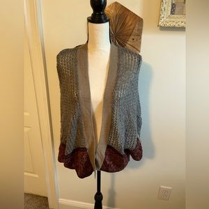 Grey and burgundy cardigan